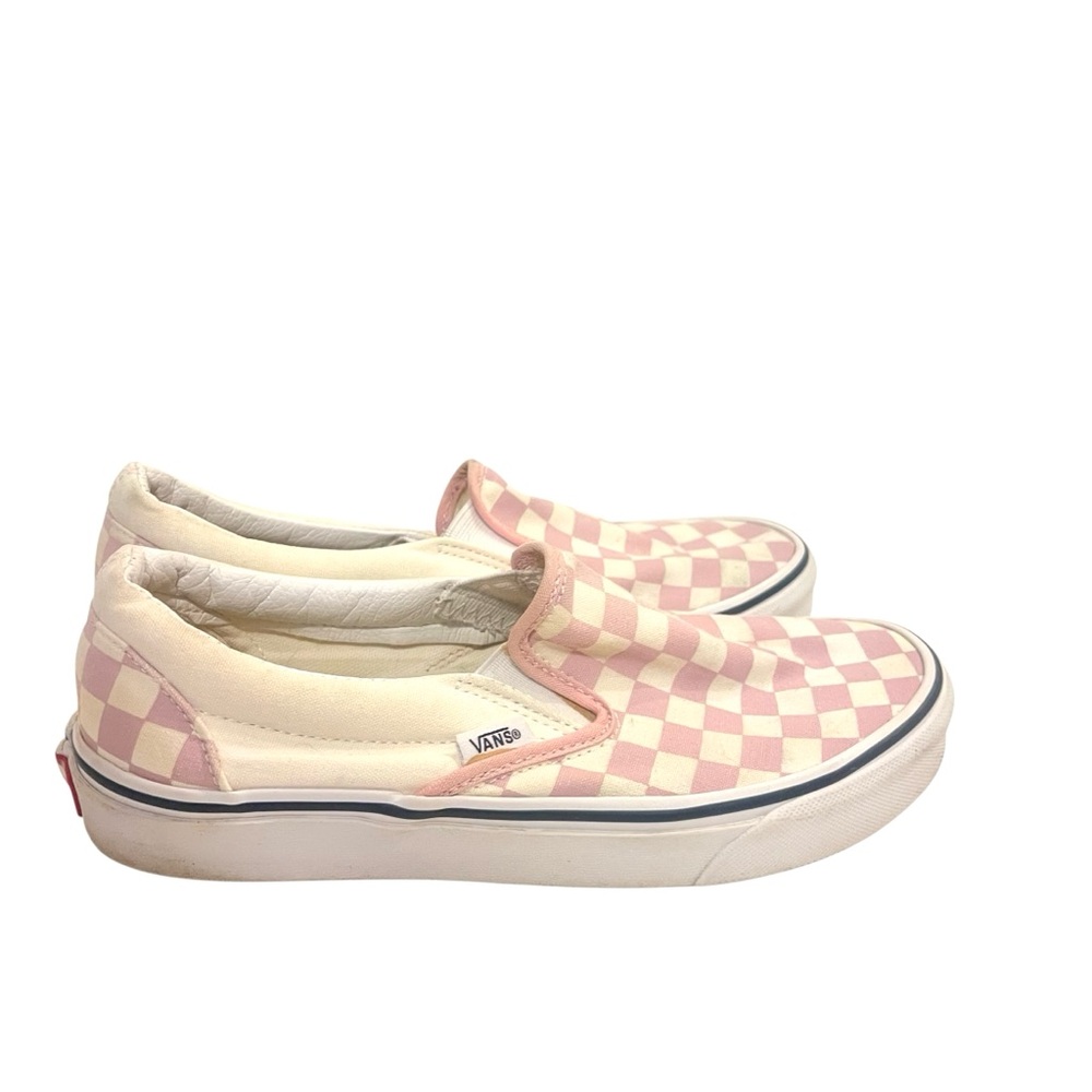 Vans Classic Zephyr Pink and White Checkered Slip-Ons Sneakers Shoes - Picture 4 of 8
